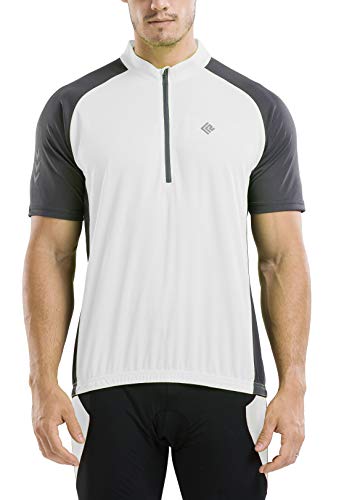 Book Cover KORAMAN Men's Reflective Short Sleeve Cycling Jersey with Zipper Pocket Quick-Dry Breathable Biking Shirt