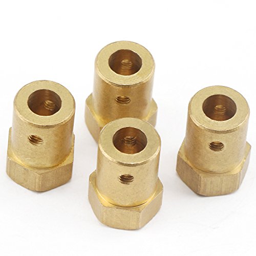Book Cover DROK 4pcs 6mm Shaft Antirust Brass Hex Nuts, High Hardness Flexible DC Gear Reduction Motor Coupling Nut for Small RC Car Robot