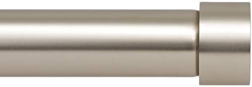 Book Cover Ivilon Drapery Window Curtain Rod - End Cap Style Design 1 Inch Pole. 72 to 144 Inch Color Satin Nickel