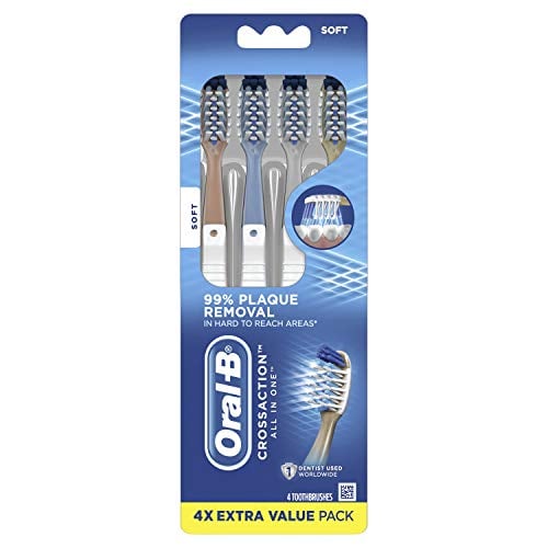 Book Cover Oral-B CrossAction All In One Manual Toothbrush, Soft, 4 count