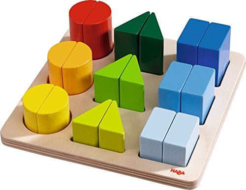 Book Cover HABA Perfect Pairs - Chunky 18 Piece Wooden Sorting Game - Which Two Halves Make a Whole? Ages 2+