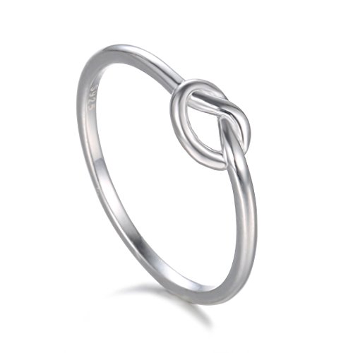 Book Cover BORUO 925 Sterling Silver Ring Love Knot Promise Friendship High Polish Comfort Fit Band Ring Size 4-12