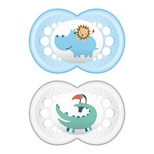 Book Cover MAM Pacifiers, Baby Pacifier 16+ Months, Best Pacifier for Breastfed Babies, â€˜Animal' Design Collection, Boy, 2-Count