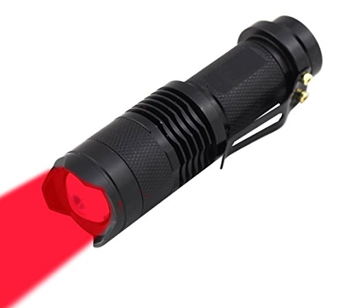 Book Cover High Power One Mode Red LED Flashlight, Powerful Single Mode Red Flashlight, Red Light Flashlight Red LED Red Light Torch For Astronomy, Aviation, Night Observation-Black