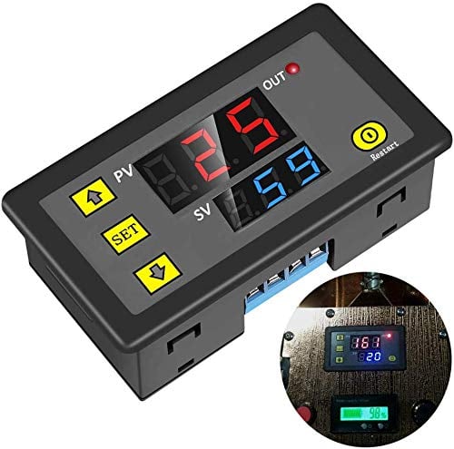 Book Cover Timer Relay, Icstation DC 12V Time Delay Switch 10A Timer Switch Module Programmable Digital Time Cycle ON-Off Control 0-999s/min/h LED Display Time Relay Switch Module for Light Water Pump Engine