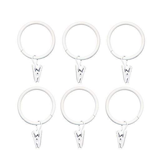 Book Cover LIMNUO 1.5 inch White Metal Curtain Rings with Clips Set of 14