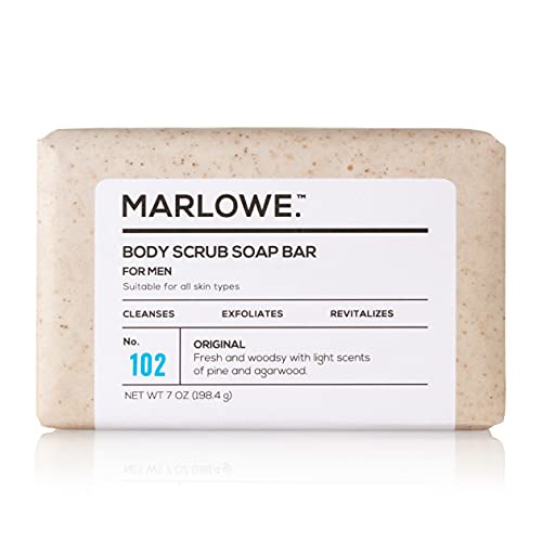 Book Cover MARLOWE. No. 102 Men's Body Scrub Soap 7 oz | Best Exfoliating Bar for Men | Made with Natural Ingredients | Green Tea Extract | Amazing Scent