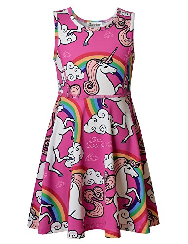 Book Cover Jxstar hawaiian dress big girls clothes children clothes birthday party supplies Unicorn 150 10-11Years/Height:57in 10-11Years/Height:57in