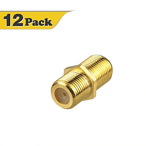 Book Cover VCE 12-Pack Gold Plated F-Type Coaxial RG6 Connector,Cable Extension Adapter