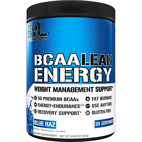 Book Cover Evlution Nutrition BCAA Lean Energy - Essential BCAA Amino Acids + Vitamin C, Fat Burning & Natural Energy for Performance, Immune Support, Lean Muscle, Recovery, Pre Workout, 30 Serve, Blue Raz