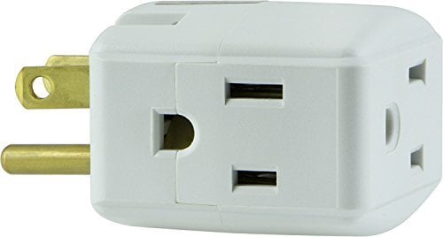 Book Cover General Electric 58368 5 Pack 3-Grounded Outlet Adapter, White