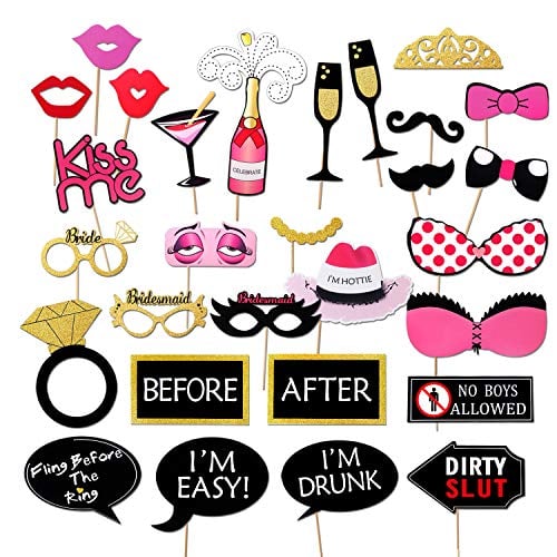 Book Cover Konsait Girls Night Out Games Decoration Dress Up Accessories for Wedding (30 Count) Bachelorette Party Photo Booth Props Kit, KS-TG018,