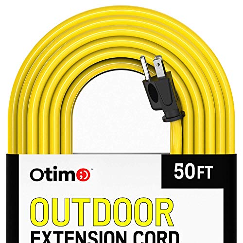 Book Cover Otimo 50 Ft 14/3 Outdoor Heavy Duty Extension Cord - 3 Prong Extension Cord, Yellow