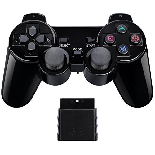 Book Cover Wireless Controller Gamepad Twin Shock for PS2 Playstation2 (Jet Black)