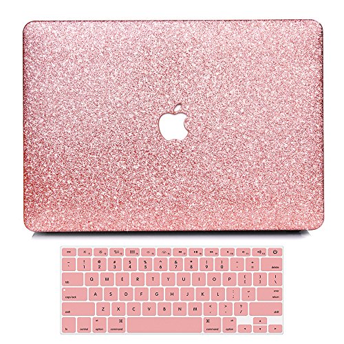 Book Cover B BELK MacBook Air 13 Inch Case, 2 in 1 Bling Crystal Smooth Ultra-Slim PC Hard Case with Keyboard Cover for Mac Air 13.3 Inch(Model: A1369&A1466, Older Version 2010-2017 Release)-Shinning Rose Gold