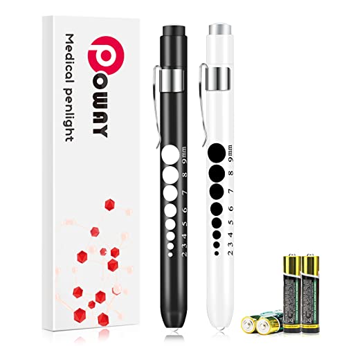 Book Cover Opoway Nurse Penlight with Pupil Gauge Medical Pen Light for Nurses Doctors with Batteries Included 2ct. White and Black