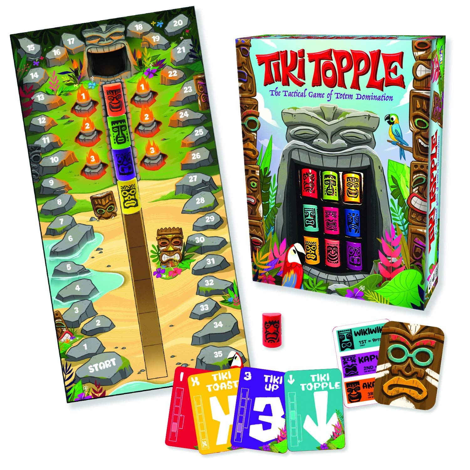 Book Cover Gamewright Tiki Topple - The Tactical Board Game of Totem Domination Board Game Multi-colored, 5