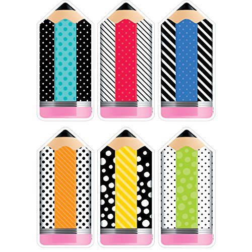 Book Cover Creative Teaching Press Bold & Bright Striped & Spotted Pencils Cut Outs 6