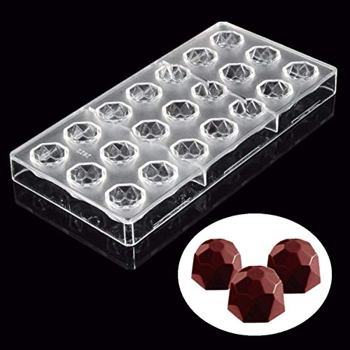 Book Cover Jeteven Diamond Clear Polycarbonate Chocolate Mold Jelly Candy Making Mold 21-Piece Tray
