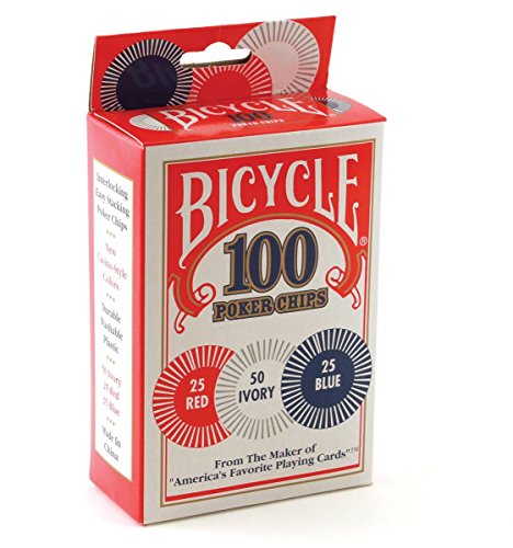 Book Cover Bicycle Poker Chips - 100 count with 3 colors (3 Pack)