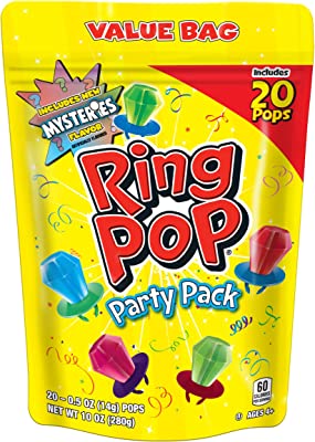 Book Cover Ring Pop Individually Wrapped Variety Party Pack - 20 Count Candy Lollipop Suckers w/ Assorted Flavors-Stocking Stuffer and Gift Addition