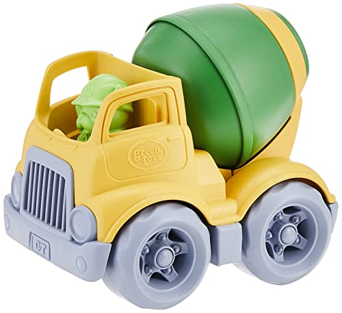 Book Cover Green Toys Mixer Construction Truck Green/Yellow, 5.75x7.5x5.6
