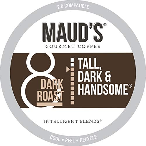 Book Cover Maud's Dark Roast Coffee (Tall Dark & Handsome), 100ct. Solar Energy Produced Recyclable Single Serve Dark Roast Coffee Pods â€“ 100% Arabica Coffee California Roasted, KCup Compatible