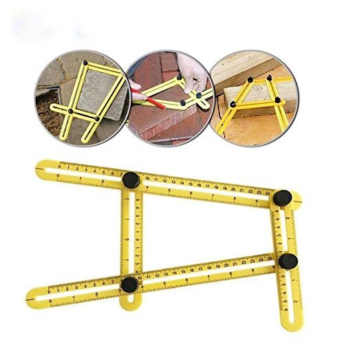 Book Cover Amenitee Angle Layout Measuring Ruler- Ultimate Irregular Shape Copy Tool-Universal Angularizer Ruler - Easy Angle Ruler-Multi Angle Measuring Tool-ABS Bolts and Nuts-Ultimate Template Tool(Yellow)