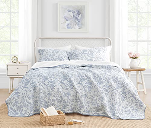 Book Cover Laura Ashley Home - Amberley Collection - Quilt Set - 100% Cotton, Breathable & Lightweight, Reversible Bedding, Pre-Washed for Added Softness, Queen, Spa Blue , 1 Count (Pack of 1)