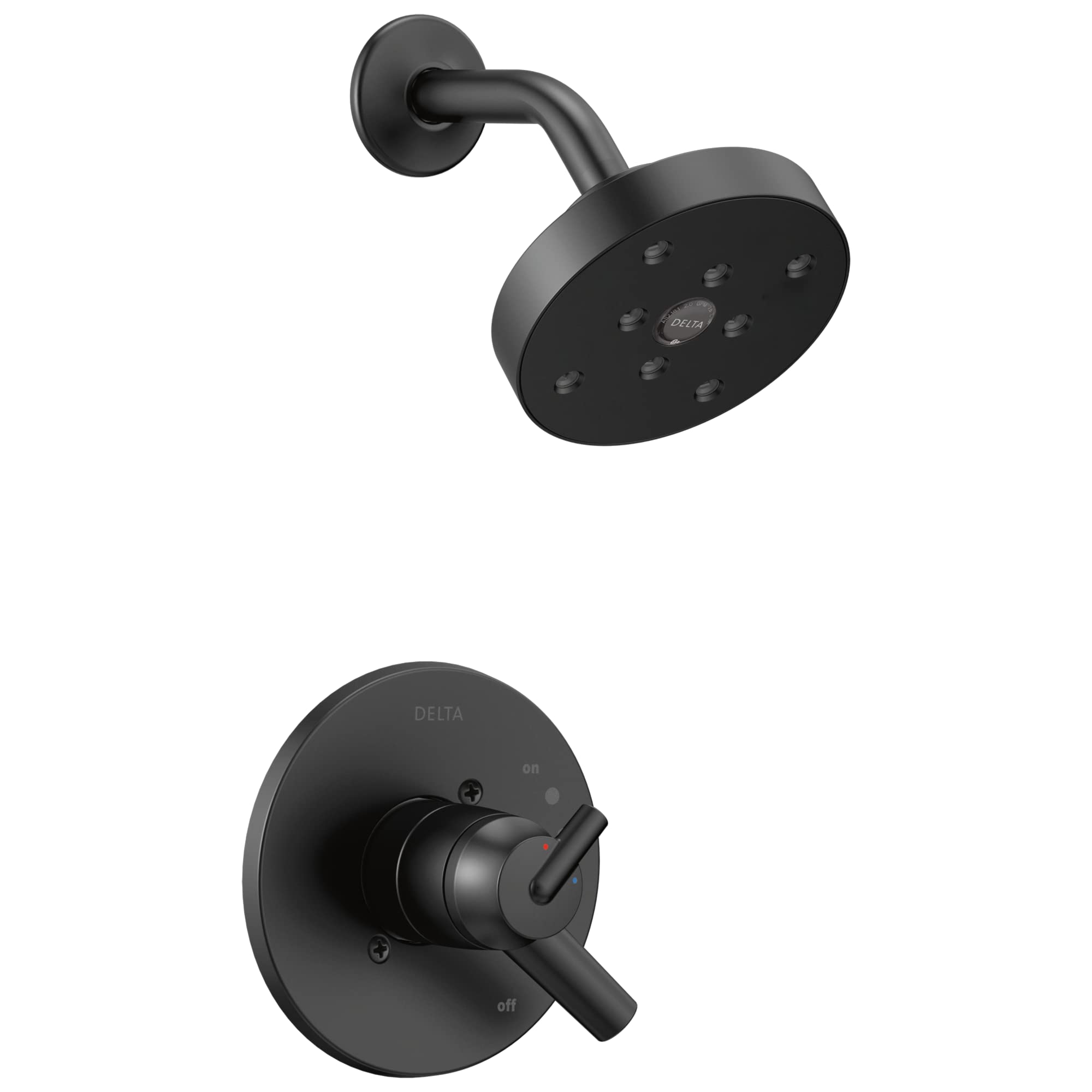 Book Cover Delta Faucet Trinsic 17 Series Dual-Function Shower Trim Kit with Single-Spray H2Okinetic Shower Head, Matte Black T17259-BL (Valve Not Included) Matte Black Without Rough Dual Handle