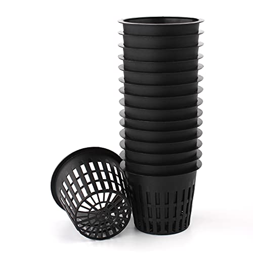 Book Cover HAZOULEN Garden Plastic Net Cups Pots Fits in 3 Inch Holes for Hydroponics, Set of 15