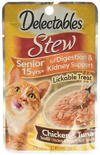 Book Cover Hartz Delectables Stew Lickable Treat for Senior Cats Chicken Tuna (Pack of 4)
