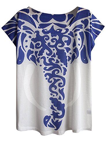 Book Cover Futurino Women's Graphic Elephant Print Short Sleeve Casual Tee Shirt Tops