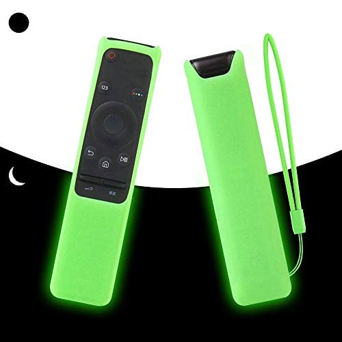 Book Cover SIKAI Silicone Remote Case for Samsung BN59-01259B BN59-01259E BN59-01260A Smart TV Remote Battery Cover Shockproof Remote Skin Holder Anti-Slip Anti-Lost with Remote Loop (Glow in Dark-Green)