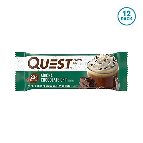 Book Cover Quest Nutrition Mocha Chocolate Chip Protein Bar, High Protein, Low Carb, Gluten Free, Keto Friendly, 12 Count