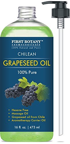 Book Cover 100% Pure Chilean GrapeSeed Oil 16 fl. oz - The Best Emollient for Softer Skin, Beautiful Hair & Health