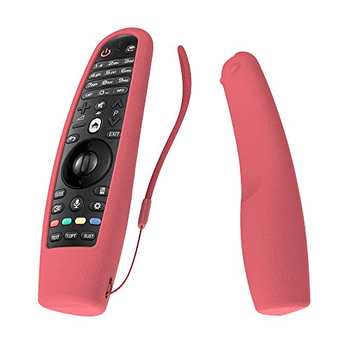 Book Cover SIKAI Protective Silicone Remote Case For LG AN-MR600 Magic Remote Cover Shockproof Washable Remote Holder For LG 3D Smart TV Magic Remote Skin With Lanyard Anti-Slip Remote Case (Red)