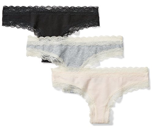 Book Cover Mae Women's Super Soft Cotton Lace Thong