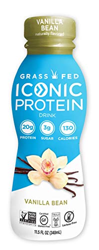 Book Cover ICONic Grass Fed Protein Drinks, Vanilla Bean (12 Pack) | Low Carb, High Protein Shakes | Lactose Free, Gluten Free, Non-GMO, Kosher | Low Calorie Super Coffee Creamer | Keto Friendly
