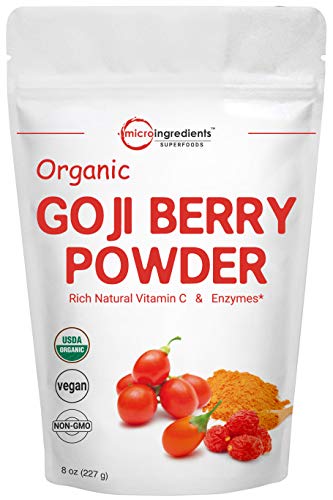 Book Cover Organic Goji Powder, Freeze Dried Goji Berries Powder, 8 Ounce, Pure Goji Supplement, Natural Booster for Energy, Eye Health, and Super Immune Vitamin C for Antioxidant, Vegan Friendly