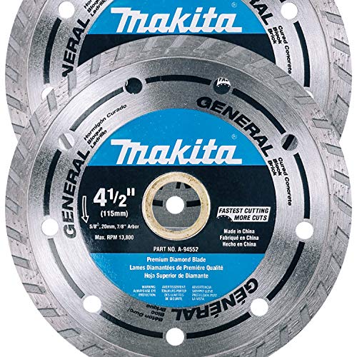 Book Cover Makita 2 Pack - 4.5” Turbo Diamond Blades For Grinders & Circular Saws - Ultra-Fast Cutting For Concrete, Masonry & Brick - 5/8”, 20mm & 7/8” Arbors