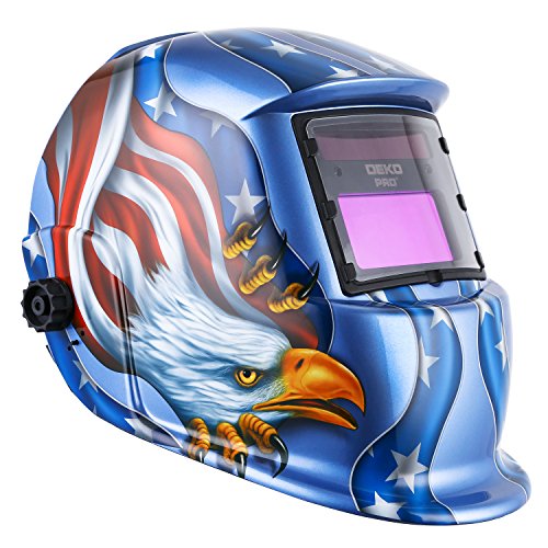 Book Cover Solar Powered Welding Helmet Auto Darkening Hood with Adjustable Shade Range 4/9-13 for Mig Tig Arc Welder Mask Blue Eagle Design