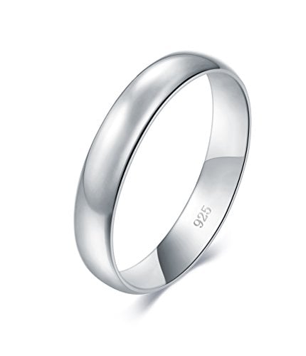 Book Cover BORUO Silver Ring â€“ 925 Pure Sterling Silver Ring - Sterling Silver Rings for Women â€“ Elegant Silver Band Rings For Women and Men - Gifts for Special Occasions 4mm, 6mm Ring Size 4-15