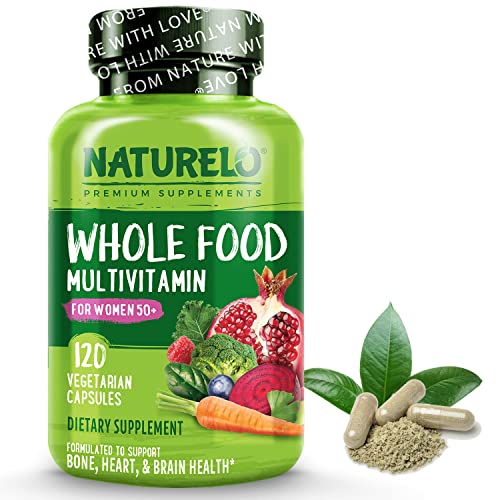 Book Cover NATURELO Whole Food Multivitamin for Women 50+ (Iron Free) with Vitamins, Minerals, & Organic Extracts - Supplement for Post Menopausal Women Over 50 - No GMO - 120 Vegan Capsules
