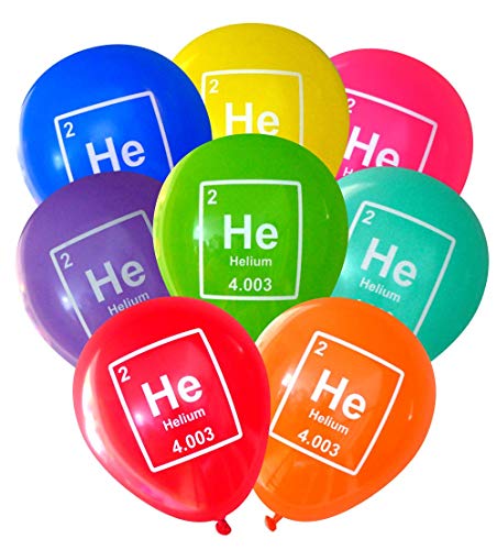 Book Cover Mad Science Party Balloons - Helium (He) Periodic Table Element (16 pcs, Deluxe 2-Sided) by Nerdy Words (Assorted)