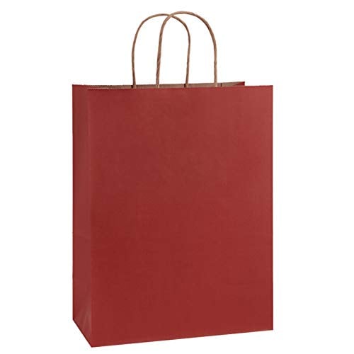 Book Cover BagDream Gift Bags 10x5x13 Inches 25Pcs Red Stripes Kraft Paper Bags, Shopping Bags, Mechandise Bags, Retail Bags, Party Bags, Paper Gift Bags with Handles, 100% Recycled Paper Bags FSC Compliant