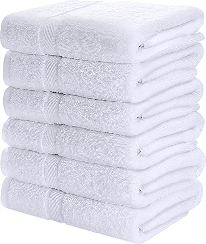 Book Cover Utopia Towels - Medium Cotton Towels, White, 24 x 48 Inches Towels for Pool, Spa, and Gym Lightweight and Highly Absorbent Quick Drying Towels, (Pack of 6)