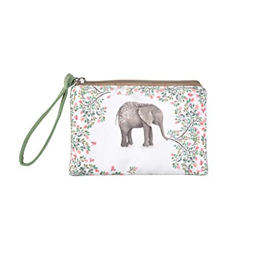 Book Cover Rantanto Cute Classic Exquisite Canvas Cash Coin Purse, Make Up Bag, Cellphone bag With Handle (BG0001 Flower Elephant)