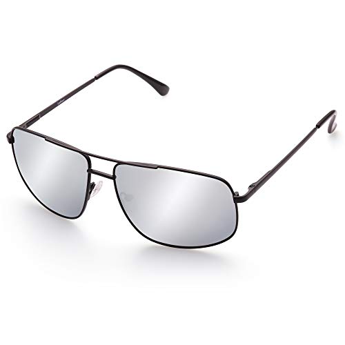 Book Cover LotFancy Polarized Sunglasses Aviator Sunglasses for Men, Rectangular Metal Frame, Ultra Lightweight, 100% UV protection