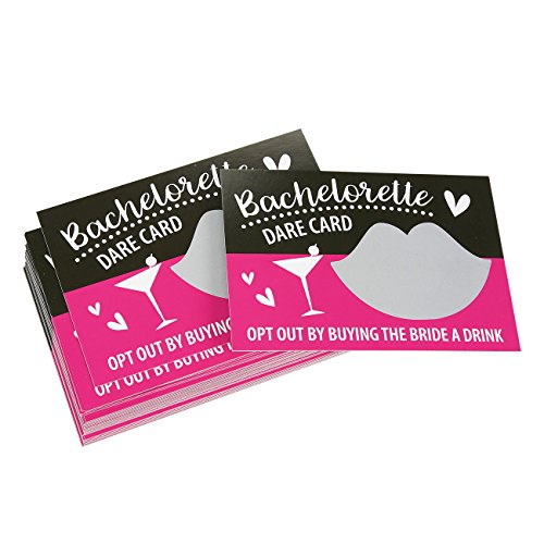 Book Cover Pack of 30 Bachelorette Party Game - Bachelorette Dare Cards Scratch Off Cards - Perfect for Girls Night Out, Bridal Parties, Bridal Showers, Hot Pink & Black Cards